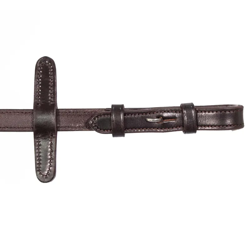 Henry James Smooth Eventer Hybrid Rubber Reins with Leather Stoppers - Havana Brown-1